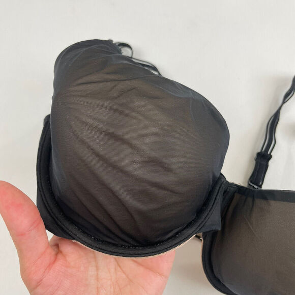 VICTORIAS SECRET Lined Perfect Coverage Black/Nude Underwire Bra Multiway 32D - Picture 4 of 9